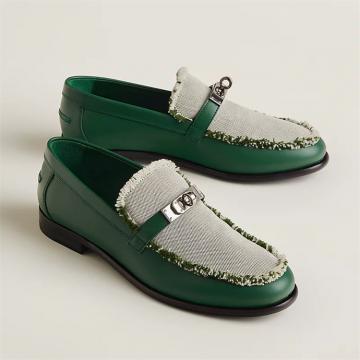 HERMES H231065Z 女士绿色 Destin 乐福鞋