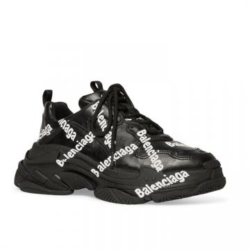 BALENCIAGA 536737W2FAB1090 男士黑色 TRIPLE S LOGOTYPE 运动鞋