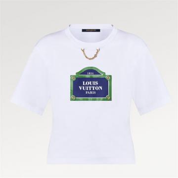 LV 1AC3A1 女士白色 LV Street Sign T恤