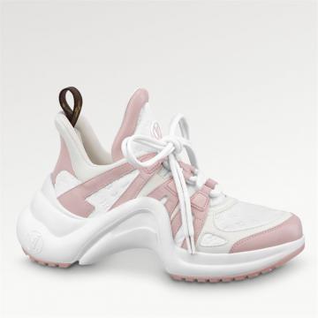 LV 1ABP72 女士白色拼粉红色 LV ARCHLIGHT 运动鞋