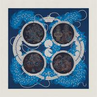 HERMES H003972S 女士海军蓝“刺绣传奇”90厘米方巾