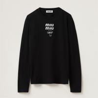  MIUMIU MJL964 女士黑色 刺绣棉质 T恤