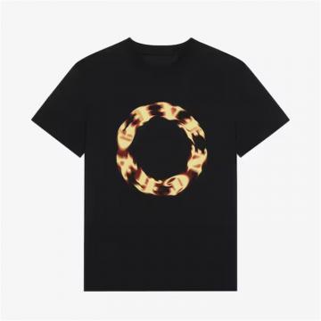 GIVENCHY BM716N3YFF 男士黑色 GIVENCHY Circle 印花超大版型 T恤