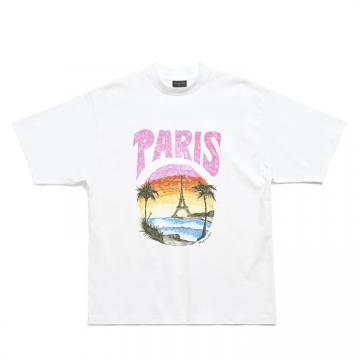 BALENCIAGA 764235TPVL99601 女士白色 PARIS TROPICAL 中号版型 T恤