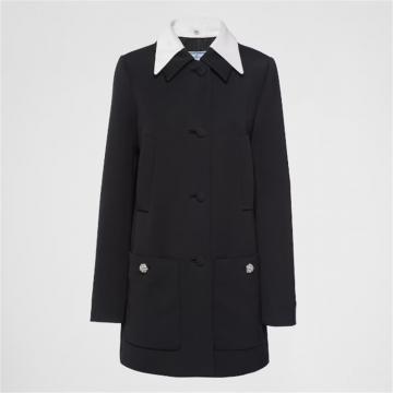 PRADA P698Q 女士黑色 单排扣有领羊毛缎外套