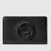 GUCCI 760320 男士黑色 GG 水晶帆布双折钱包