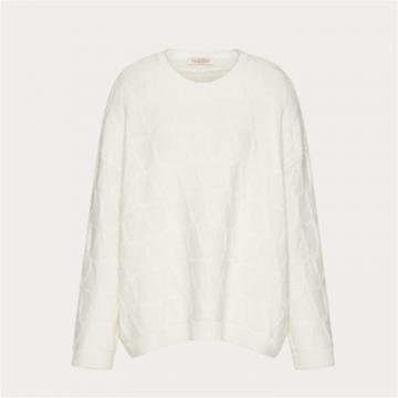 VALENTINO BKC52M8D5A03 女士白色 V 标志羊毛衫