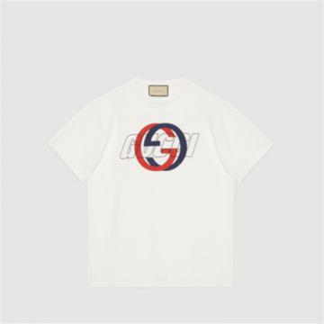 GUCCI 771758 男士米白色 针织棉印花 T恤