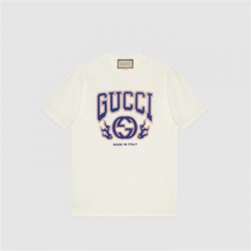 GUCCI 771758 男士象牙白色 中国新年系列印花针织棉 T恤