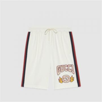 GUCCI 770910 男士米白色 中国新年系列平纹针织短裤