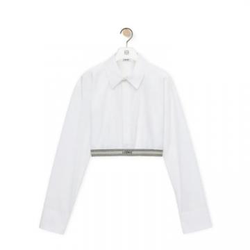 LOEWE S359Y05XAX 女士纯白色 棉质短款衬衫