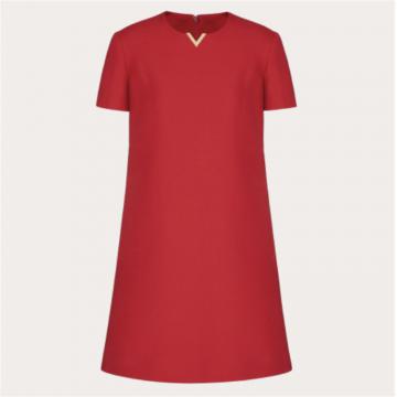 VALENTINO BVA7U01CF157 女士红色 CREPE COUTURE 短款连衣裙 