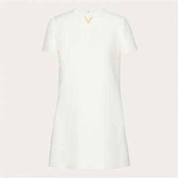VALENTINO BVA7U01CFA03 女士象牙白色 CREPE COUTURE 短款连衣裙 