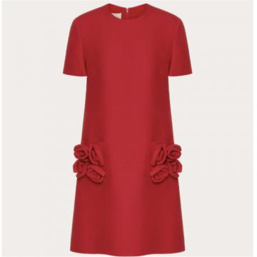 VALENTINO BVA6471CF157 女士红色 CREPE COUTURE 短款连衣裙 