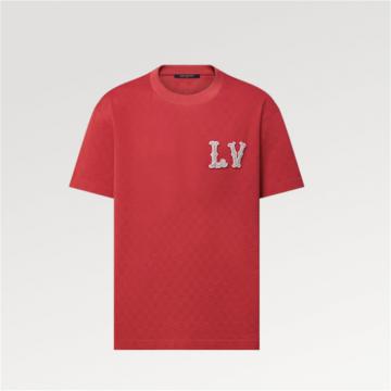 LV 1AFJED 男士红色 LV 刺绣贴饰棉质珠地 T恤