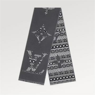 LV M77947 男士灰色 Monogram TWO-SIDED 围巾