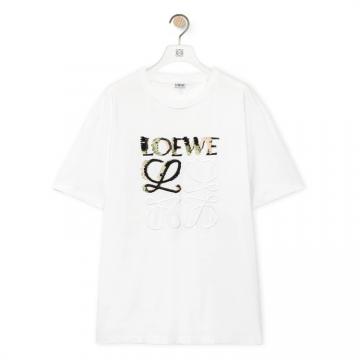 LOEWE H526Y22J61 男士白色 棉质宽松版型 T恤