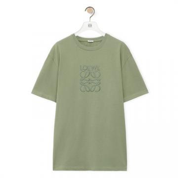 LOEWE H526Y22XB8 男士纯卡其绿 棉质常规版型 T恤