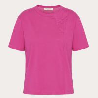 VALENTINO BMG22H8FTUWT 女士玫粉色 刺绣棉质 T恤 