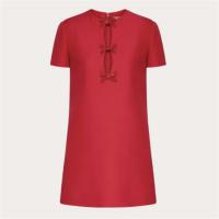 VALENTINO BVA7L71CFIU7 女士红色 CREPE COUTURE 蝴蝶结刺绣短款连衣裙 