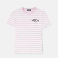 VERSACE 1013607 女士粉色 NAUTICAL STRIPE T恤