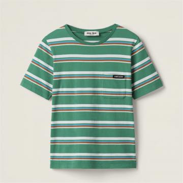 MIUMIU MJN537 女士绿色 平纹针织 T恤