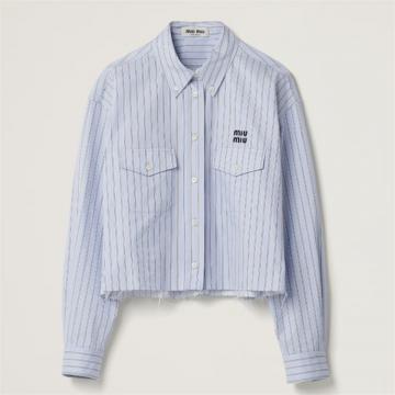 MIUMIU MK1831 女士浅蓝色 条纹棉质衬衫