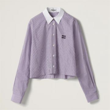 MIUMIU MK1833 女士苯胺紫 条纹衬衫